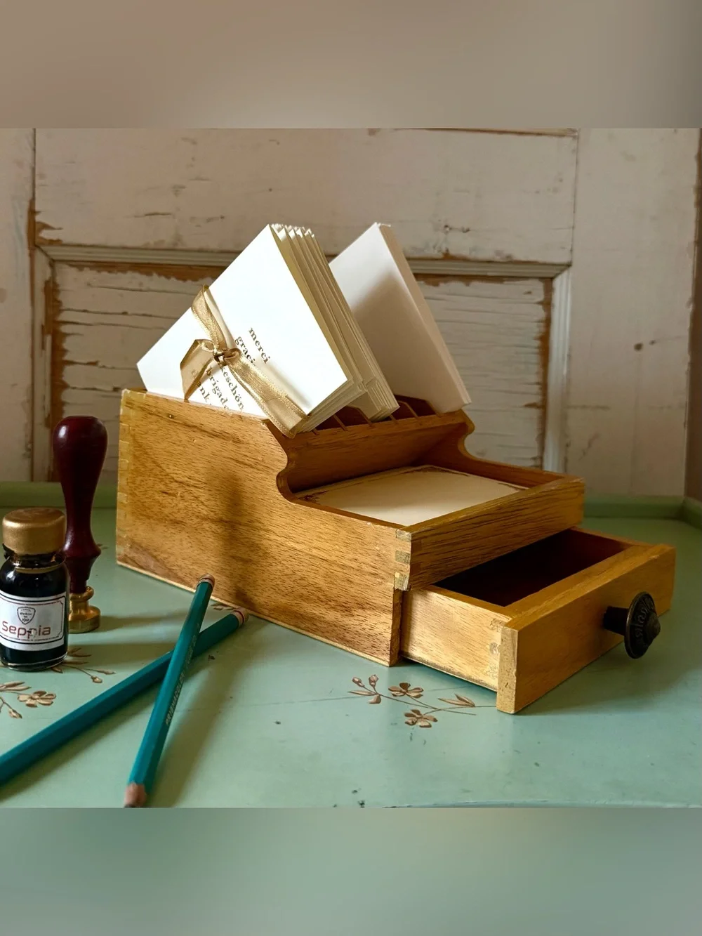Vintage Wood Bench-top/Desktop Organizer, Plier Storage Rack, Jewelry Tools